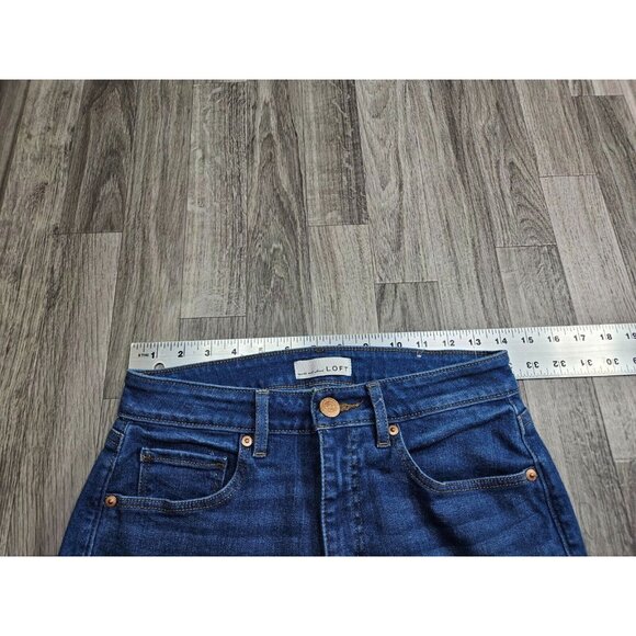 (3/$35) Loft Size 26 / 2 Curvy Skinny Cropped Slim Pockets Distressed Blue Jeans - Picture 10 of 14